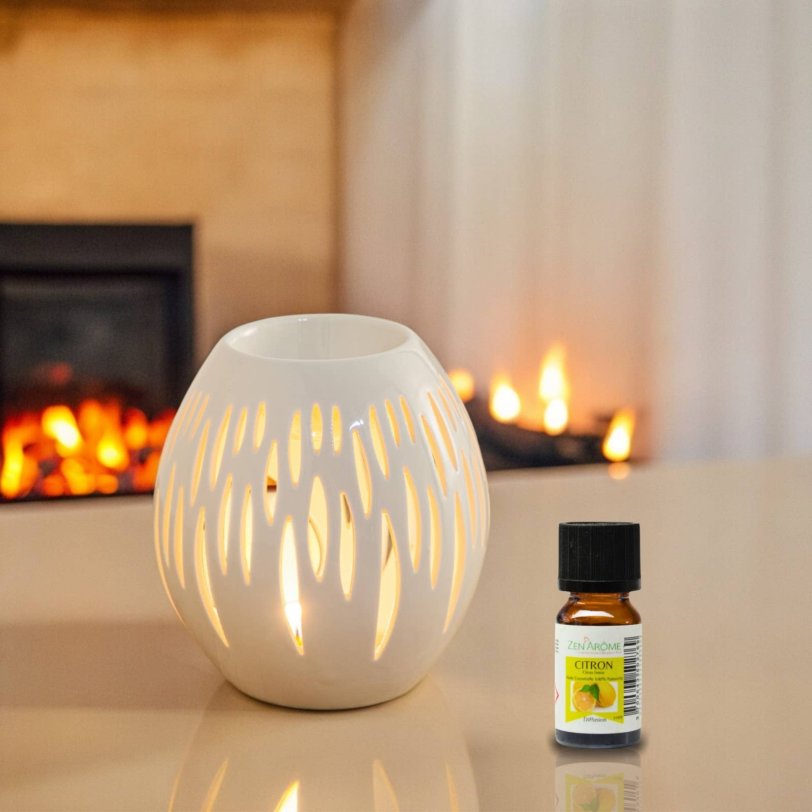 Ovali duftlampe i keramik