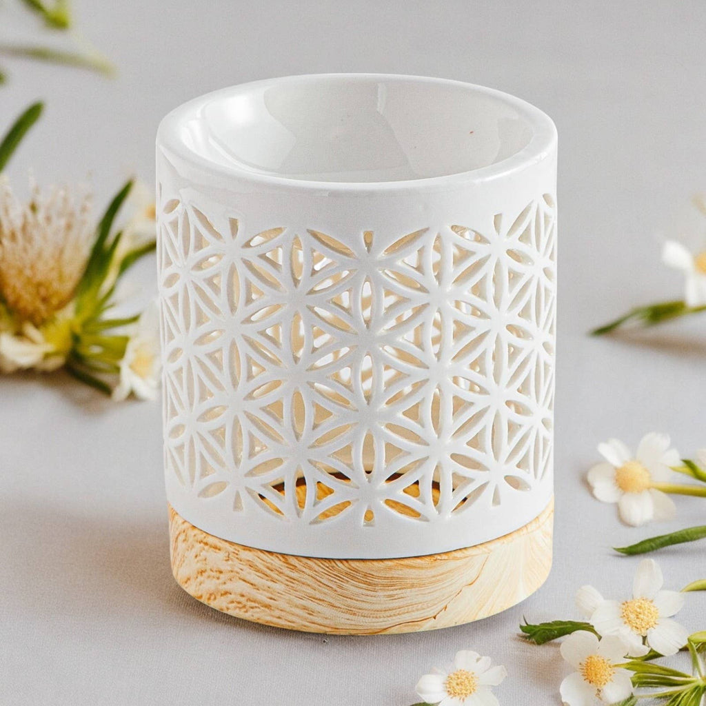 Livets blomst duftlampe i keramik