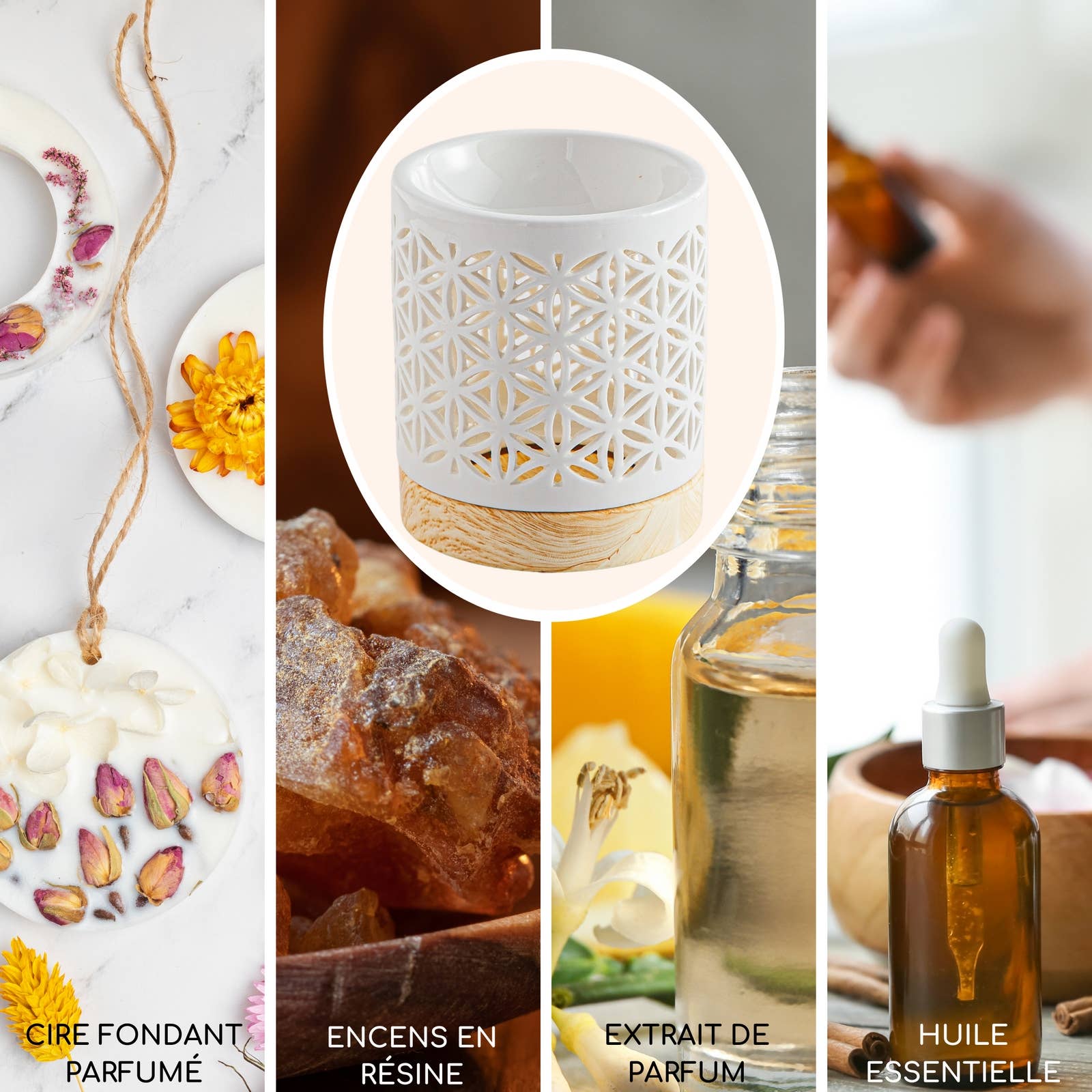 Livets blomst duftlampe i keramik