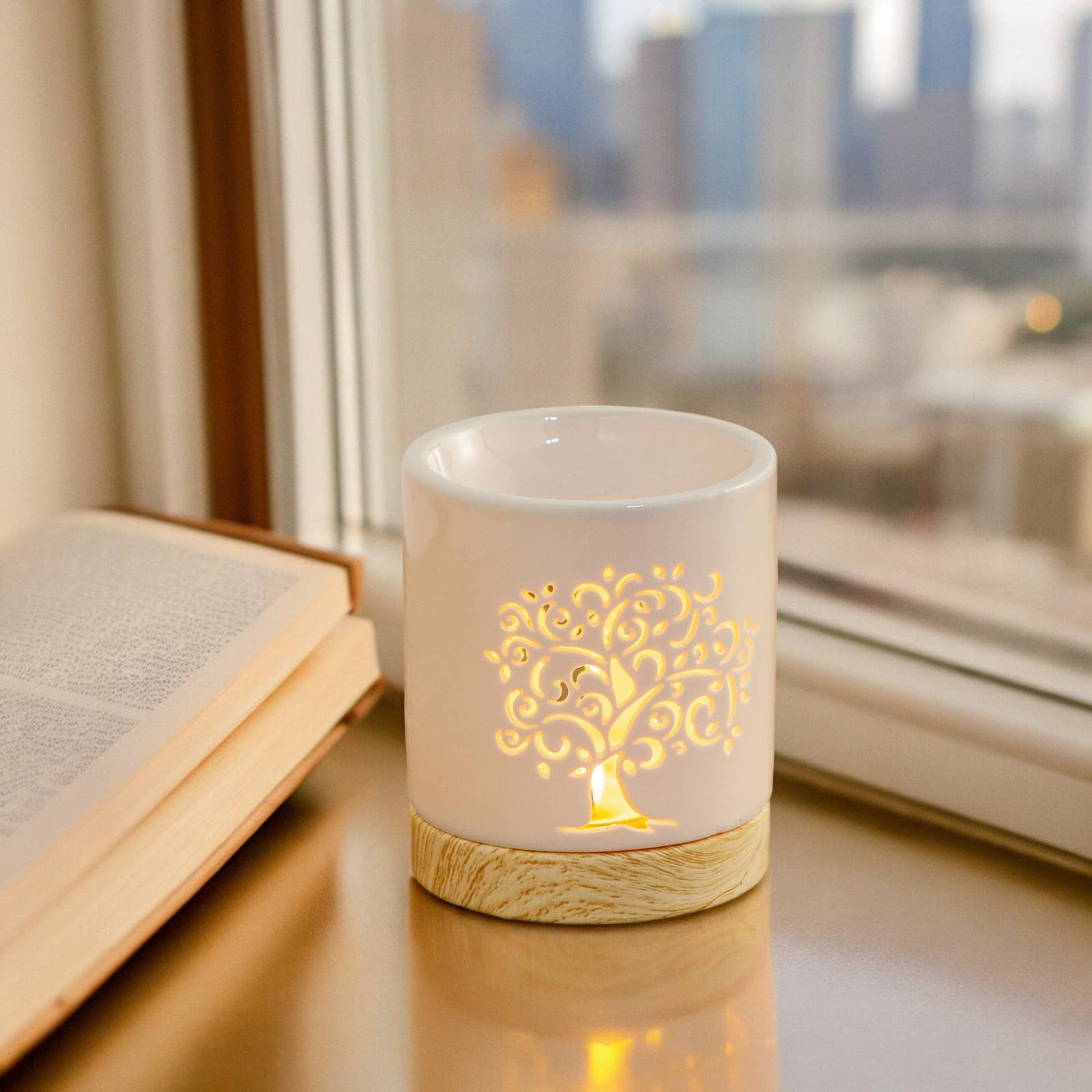 Livets træ duftlampe i keramik