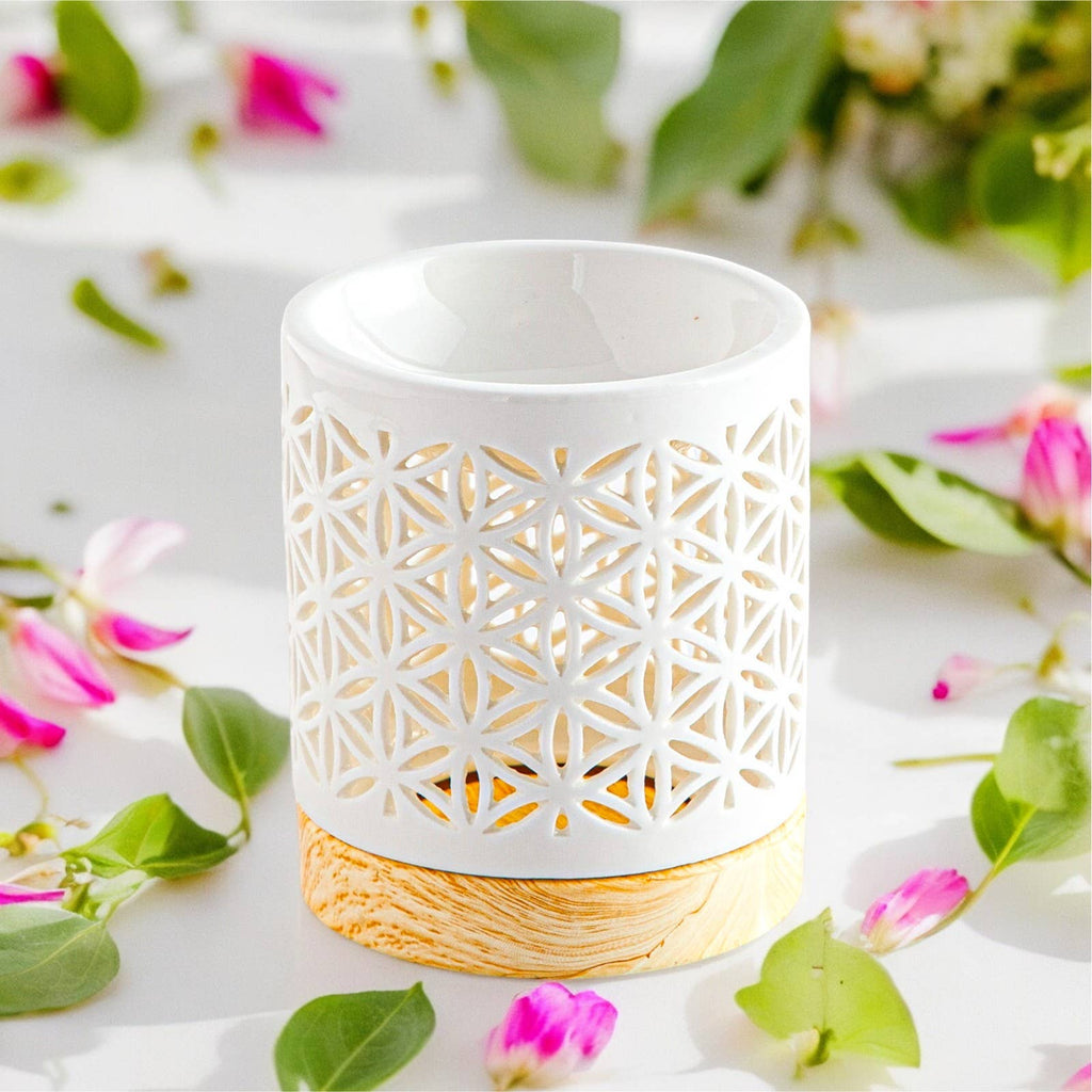 Livets blomst duftlampe i keramik