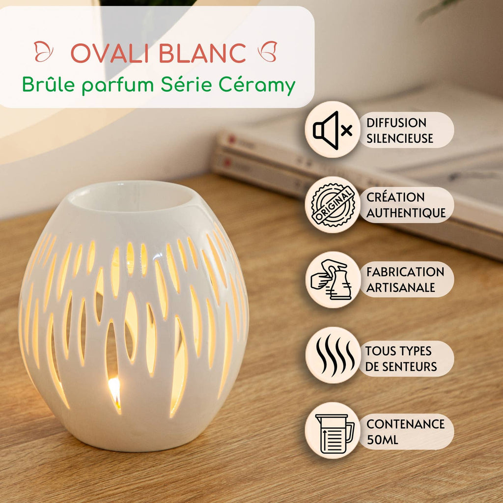 Ovali duftlampe i keramik