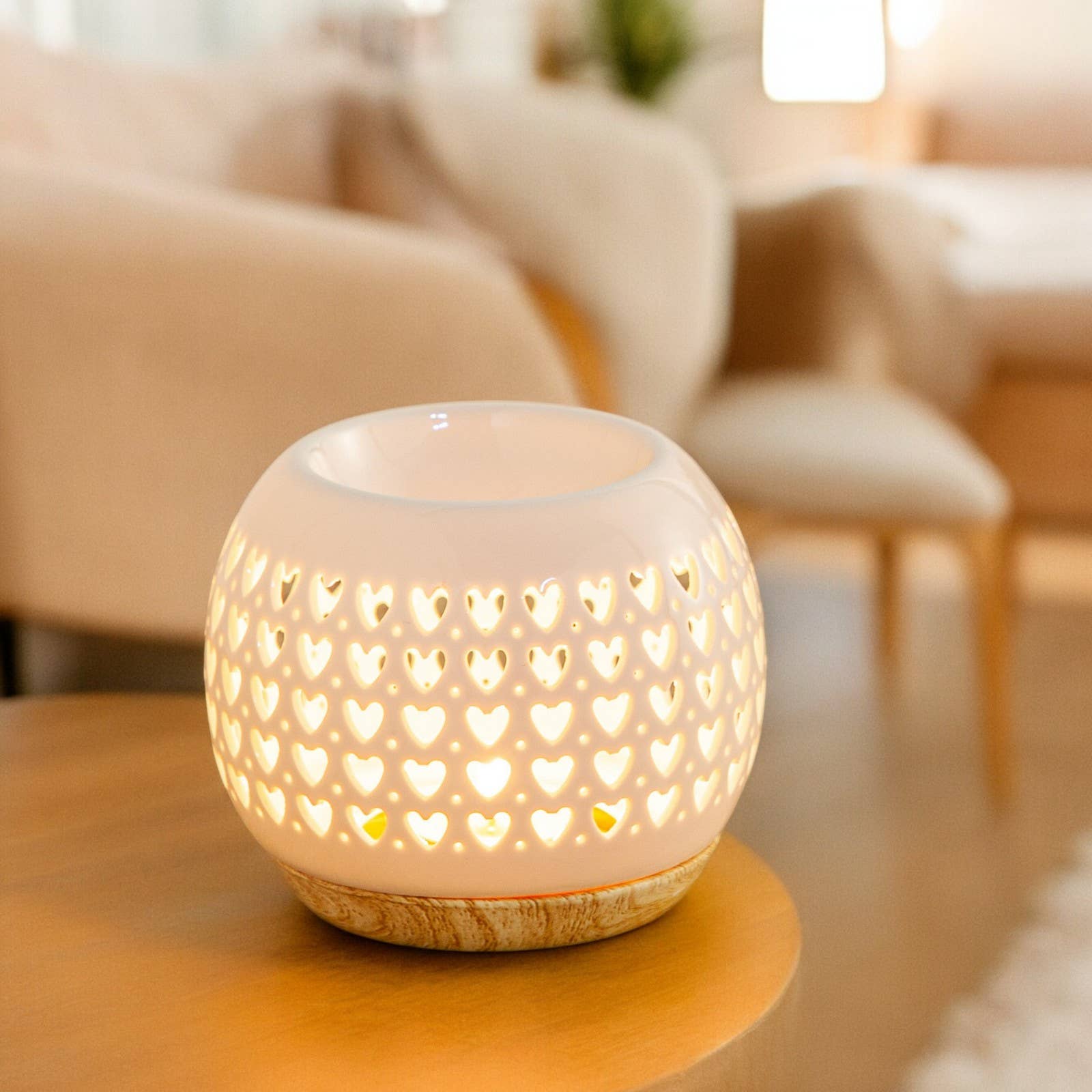 Hjertemønster duftlampe i keramik