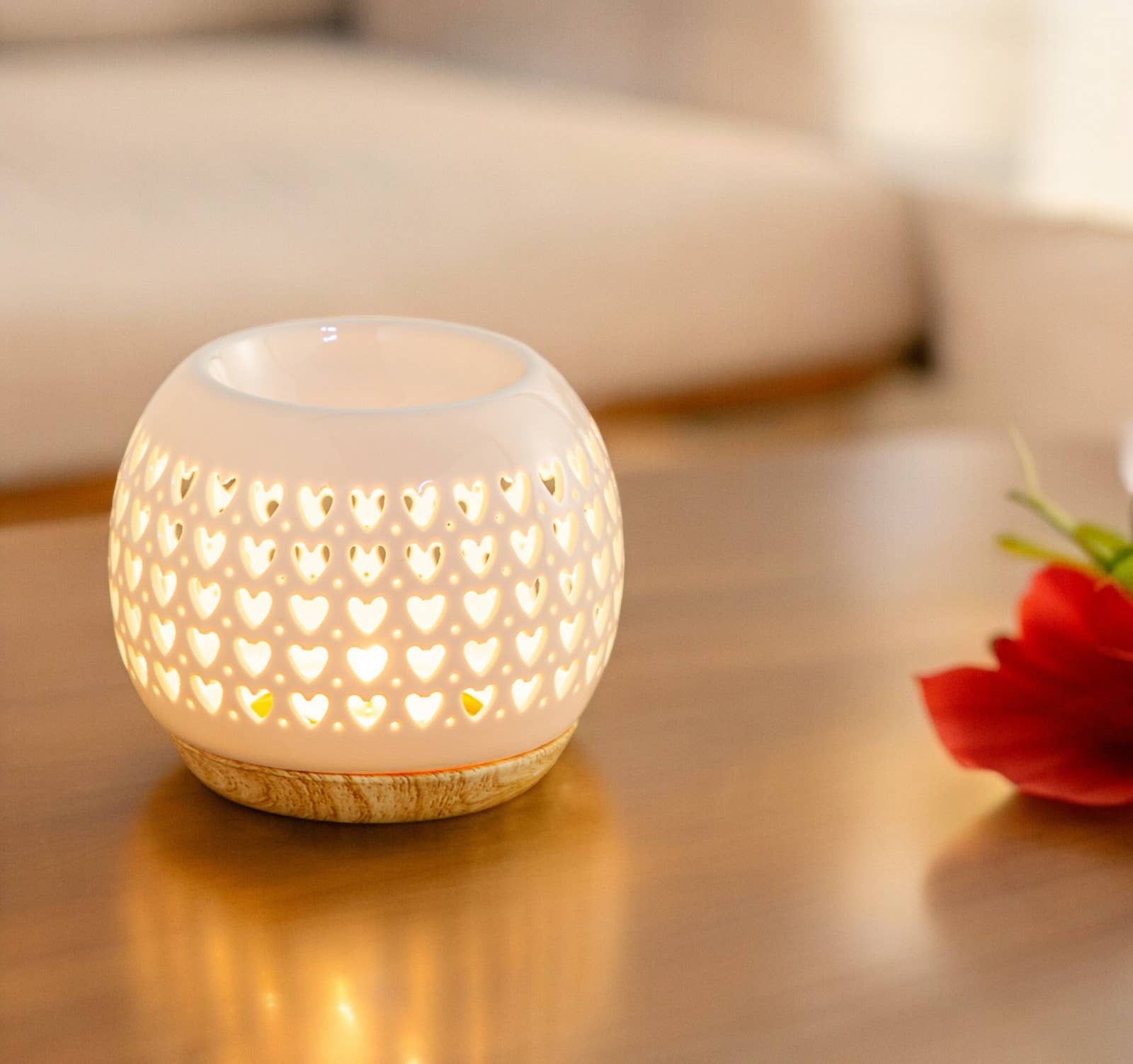 Hjertemønster duftlampe i keramik