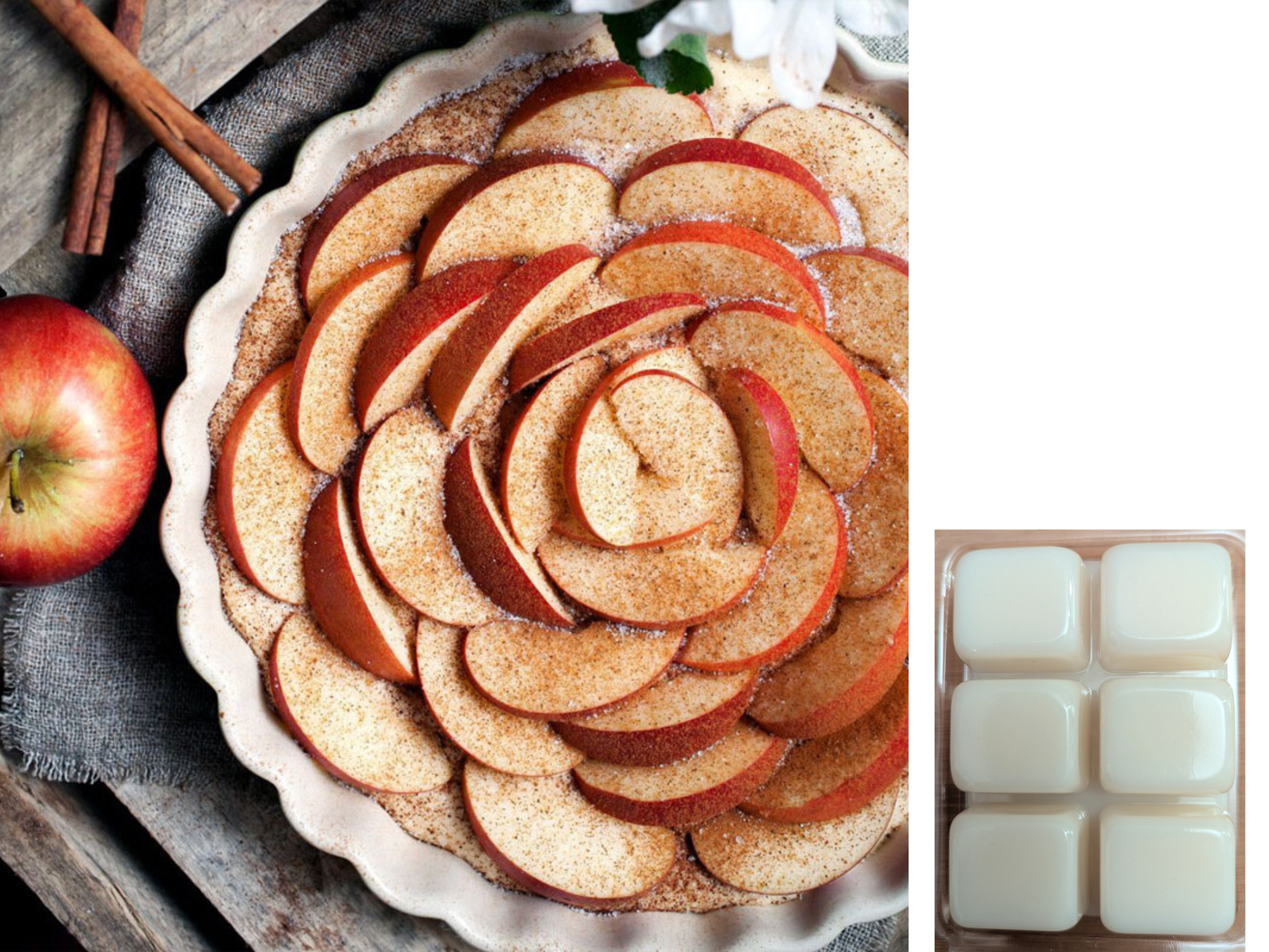 Vanilje, æble og kanel duftvoks