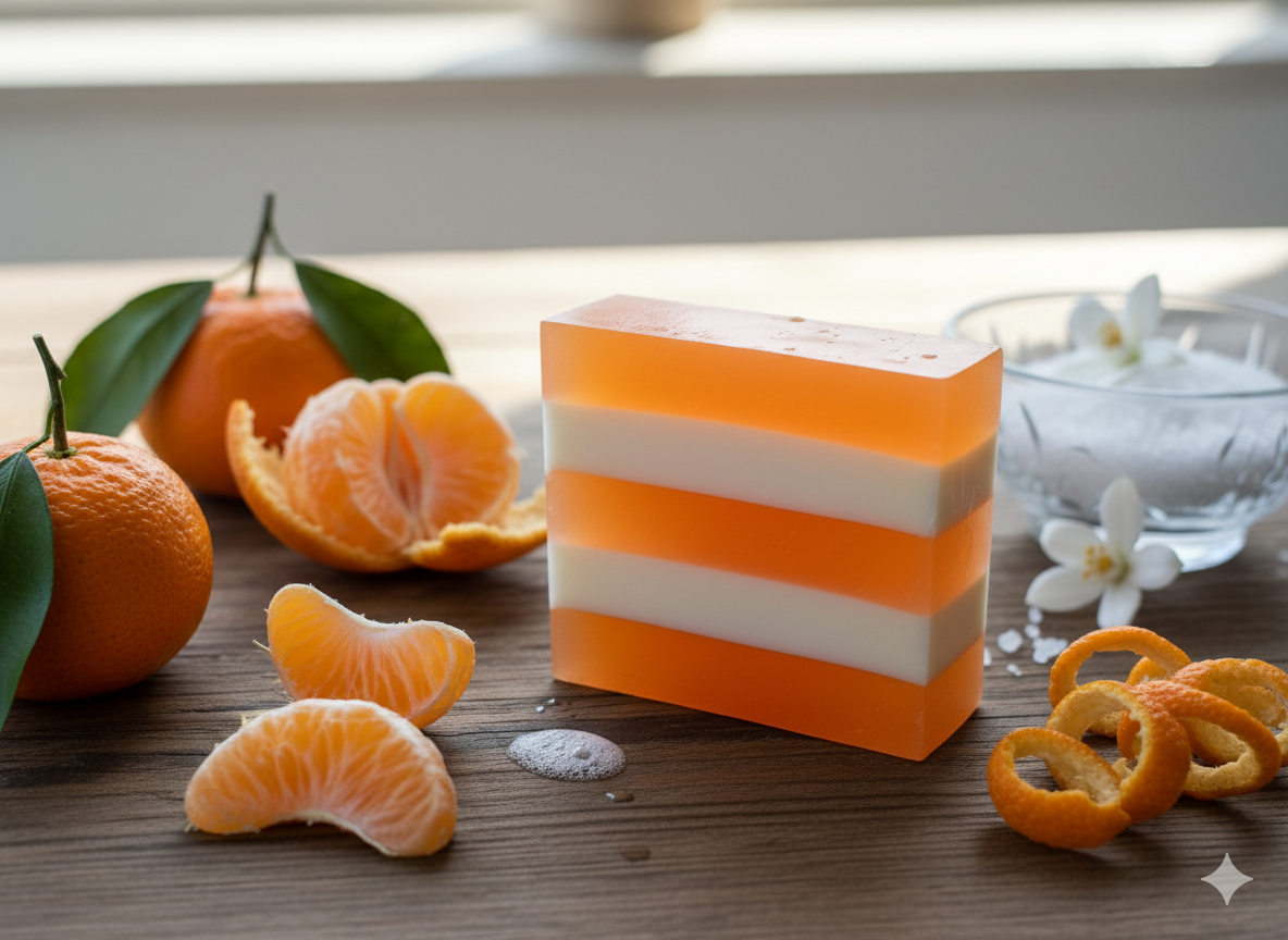 Håndlavet sæbebar med mandarin